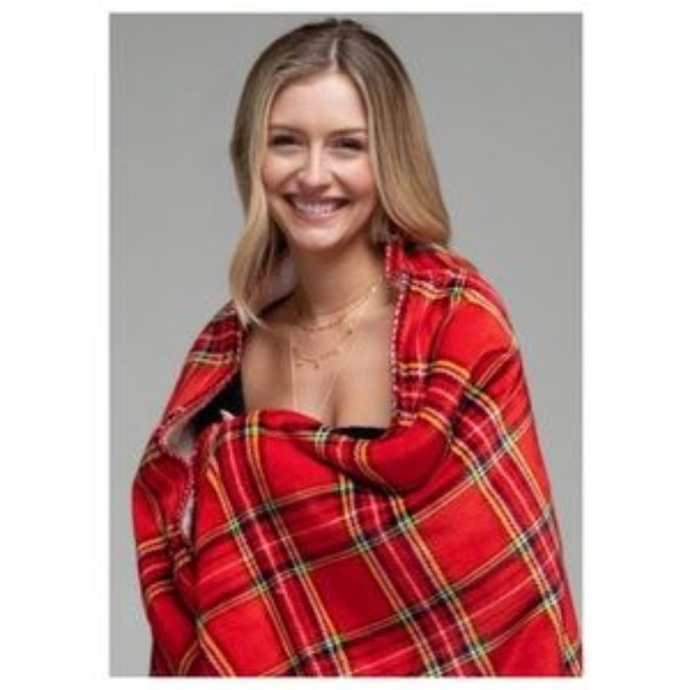 NWT Ruggine Red Plaid Cosy Comfy Large throw/Blanket Stunning Colors Red Plaid